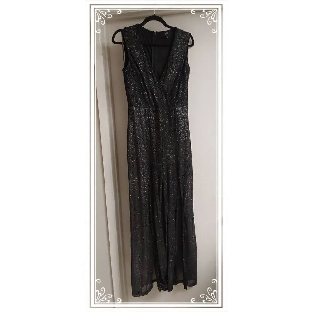 NWOT~Black & Silver Sparkles Mystic Los Angeles Jumpsuit Sz Large